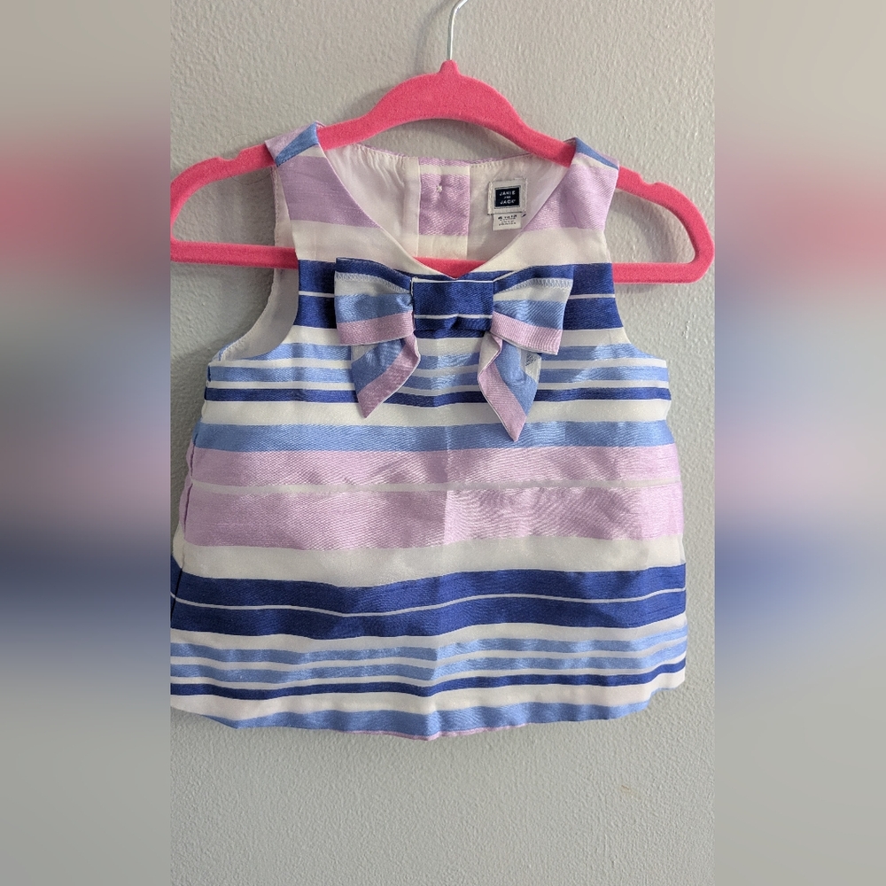 Janie and Jack Blue and Pink Striped Blouse with Bow